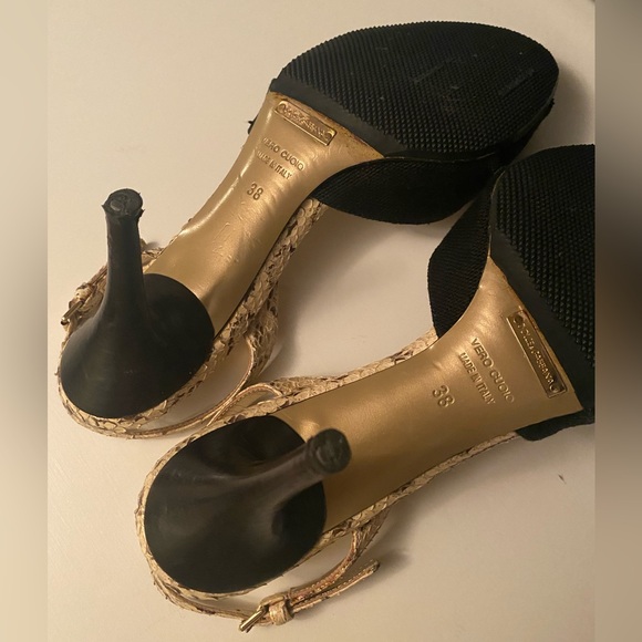 Dolce & Gabbana Black Fabric Leather Sandal Shoes Slingback 38 3" Inches - Picture 9 of 10